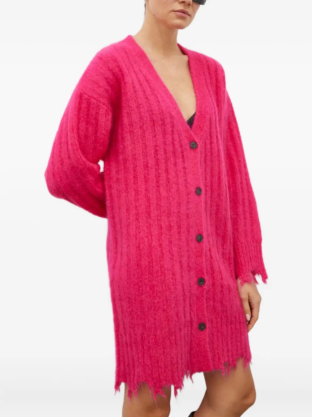 HERSKIND button frayed cardigan | Pink | Image 1