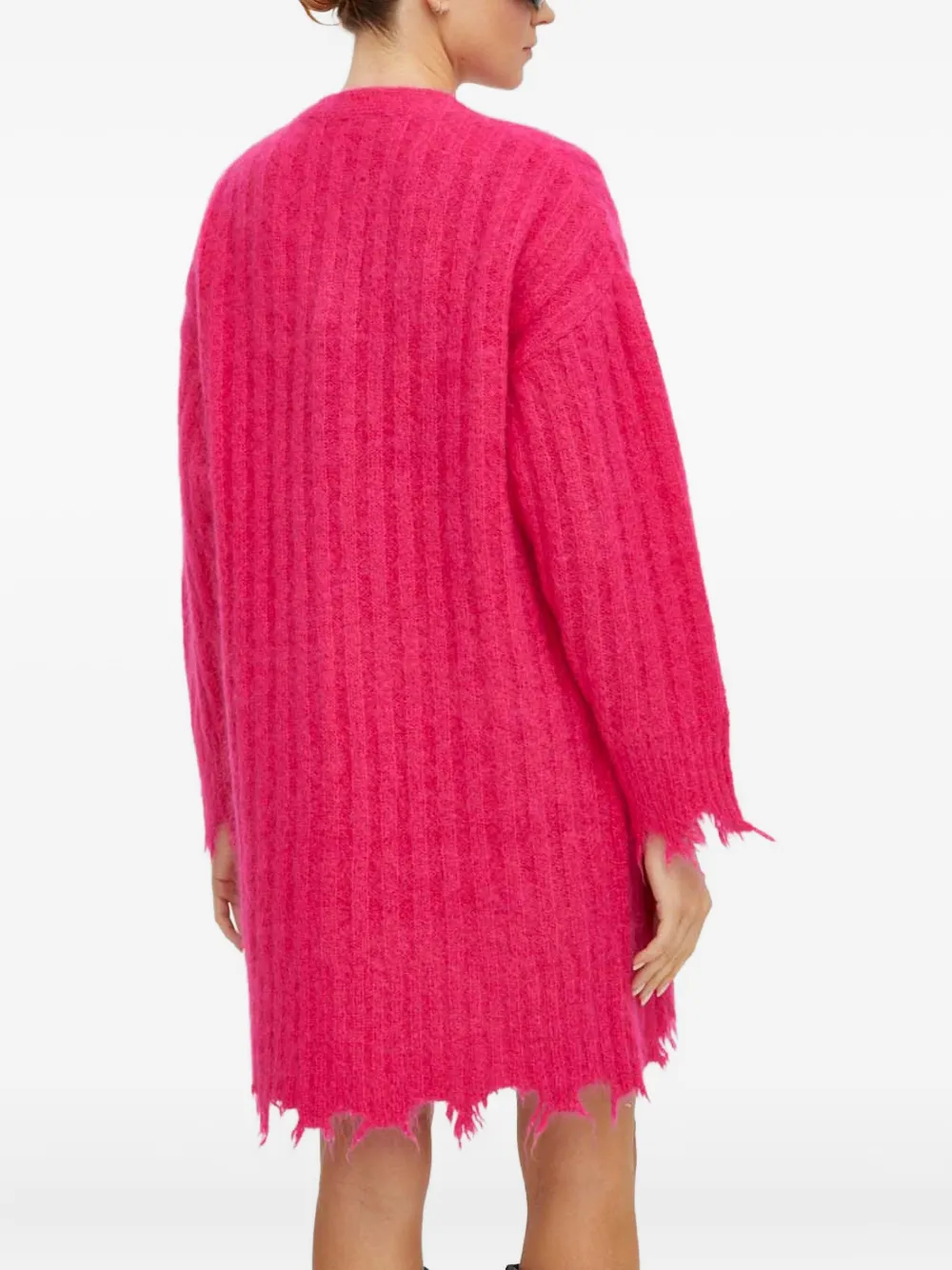 Herskind Button Frayed Cardigan In Pink