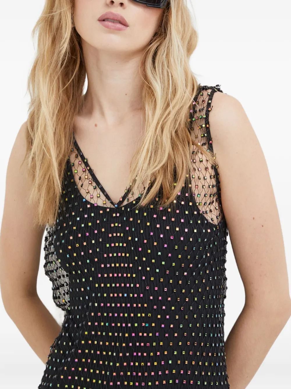 Herskind Beaded-net Midi Dress In Black
