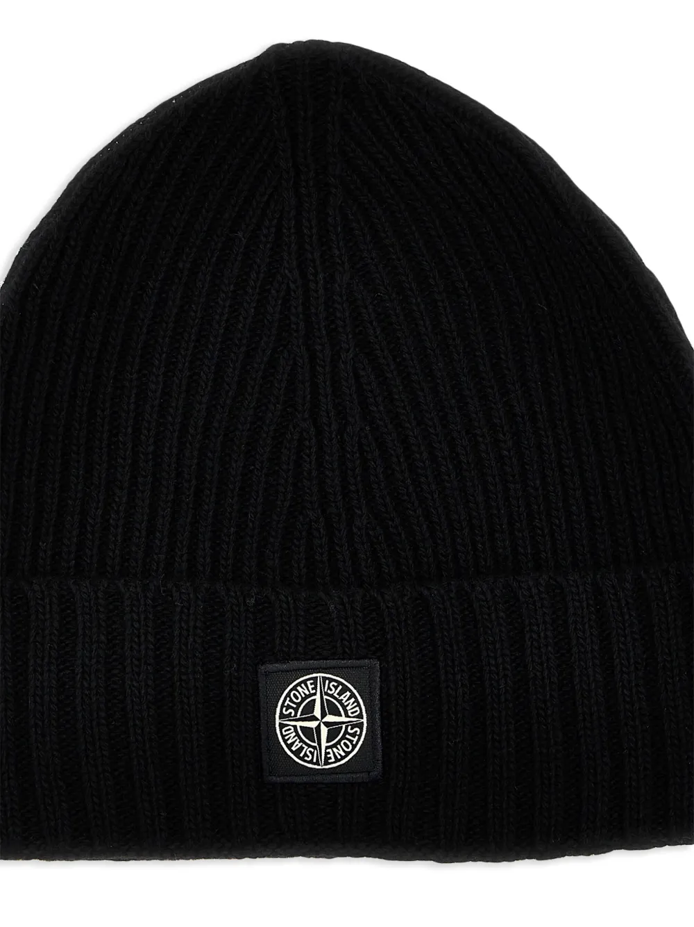 Stone Island Junior Gebreide muts met logopatch Zwart