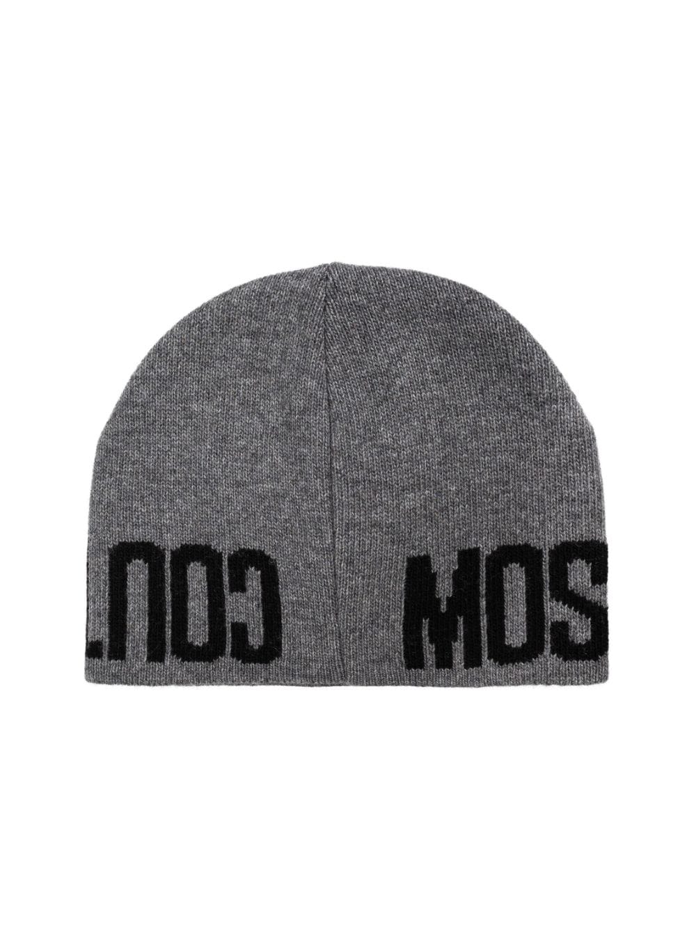 Shop Moschino Logo-intarsia Knitted Beanie In Grey