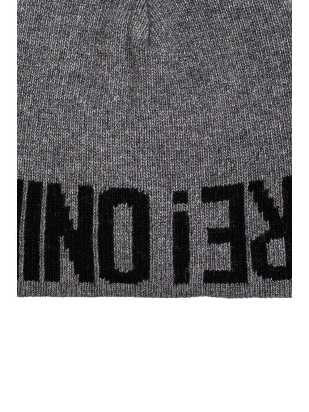 Shop Moschino Logo-intarsia Knitted Beanie In Grey