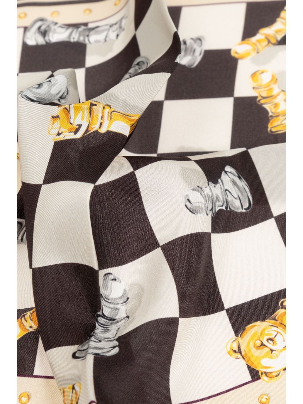 Shop Moschino Silk Pocket Square In Brown