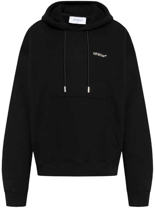 Off-White logo-print Cotton Hoodie Black FARFETCH IN