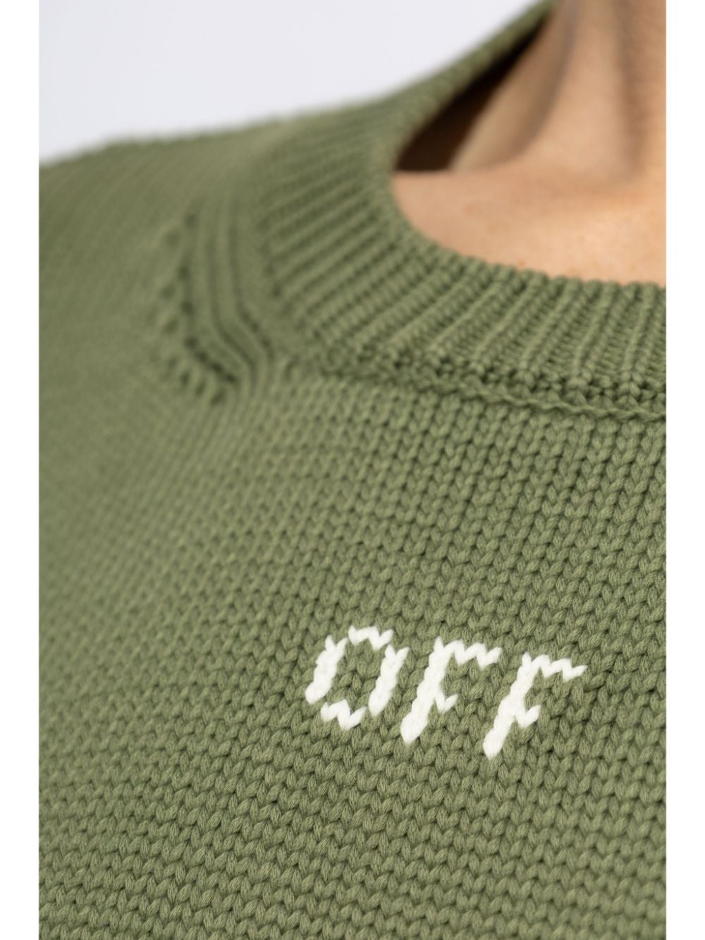 Shop Off-white Embroidered-logo Knitted Jumper In Green