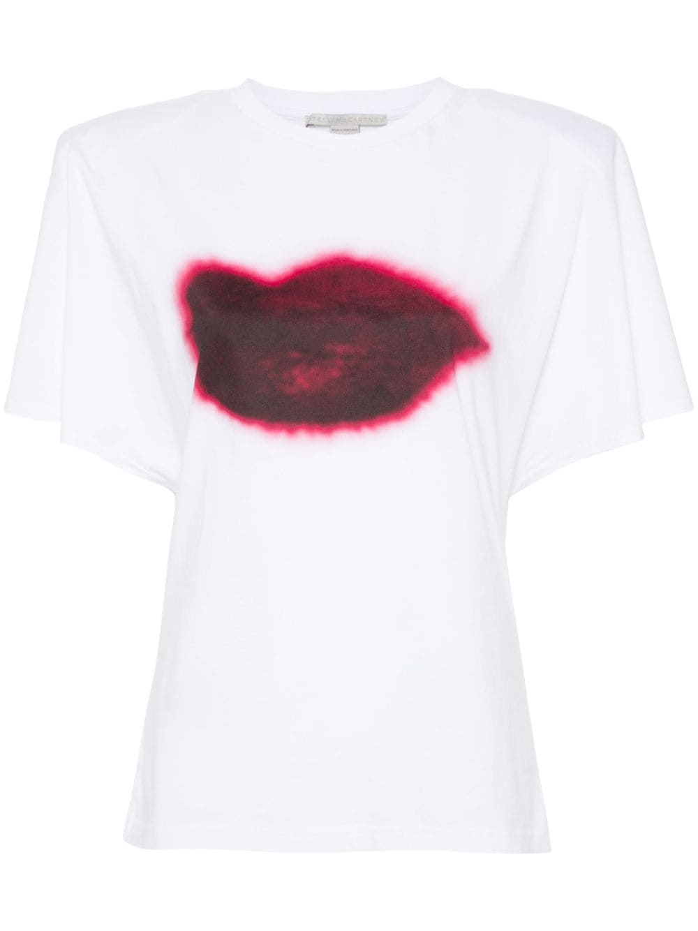 Shop Stella Mccartney Lips-print Shoulder-pads T-shirt In White