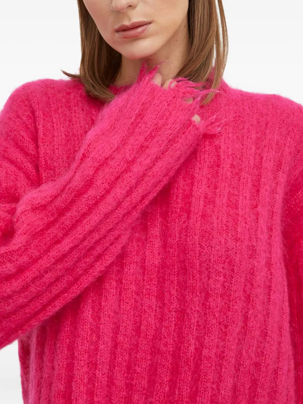 Herskind Frayed-hem Sweater In Pink