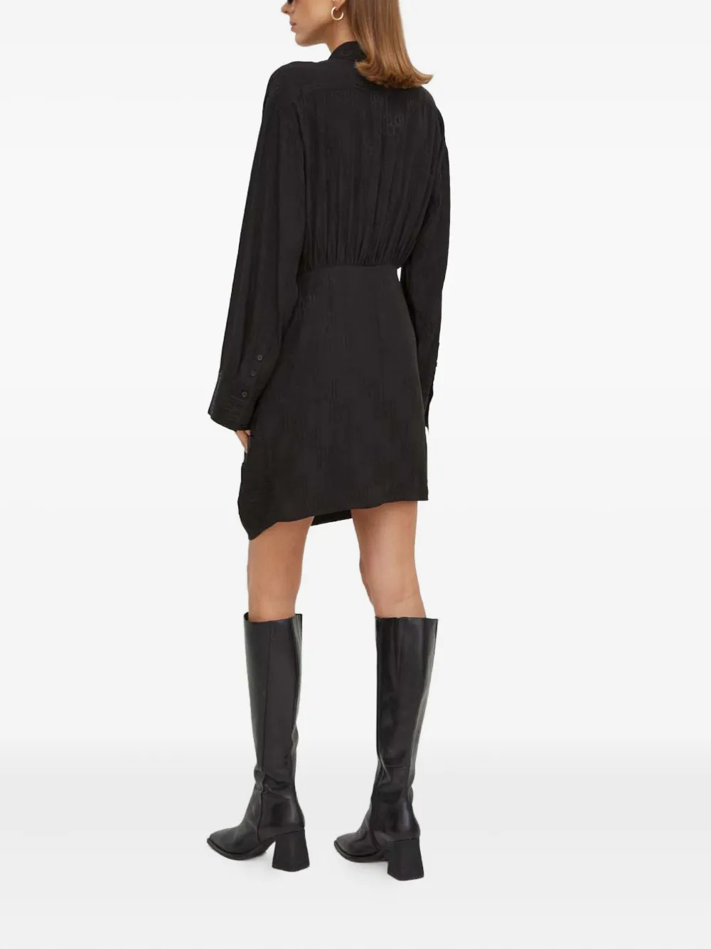 HERSKIND Jurk met ruches en patroon Zwart