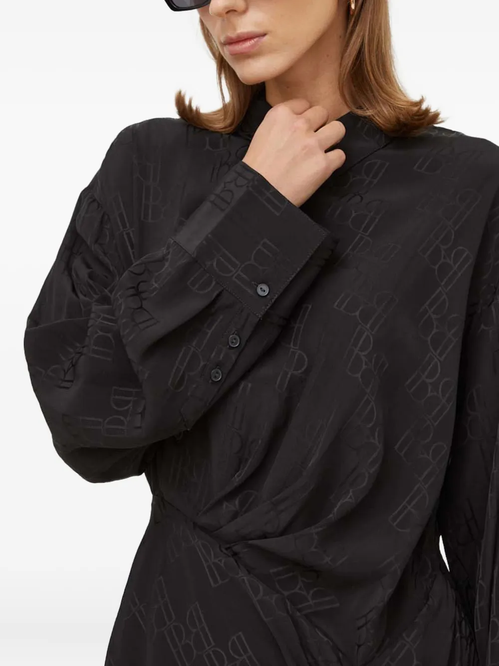 HERSKIND Jurk met ruches en patroon Zwart