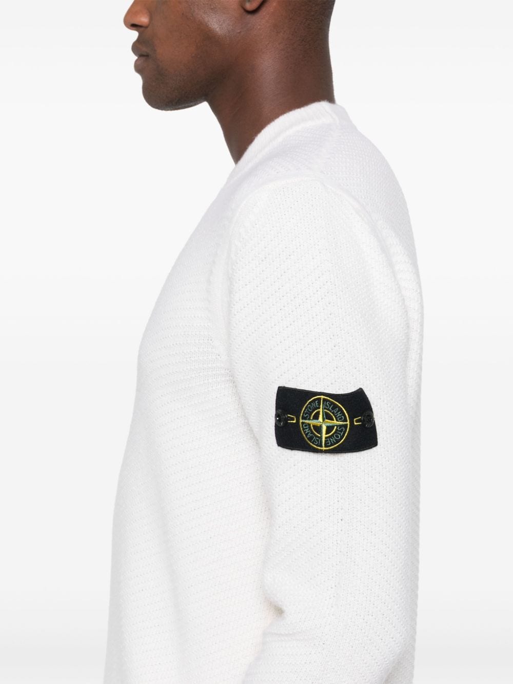 Shop Stone Island Compass-badge Wool Jumper In White