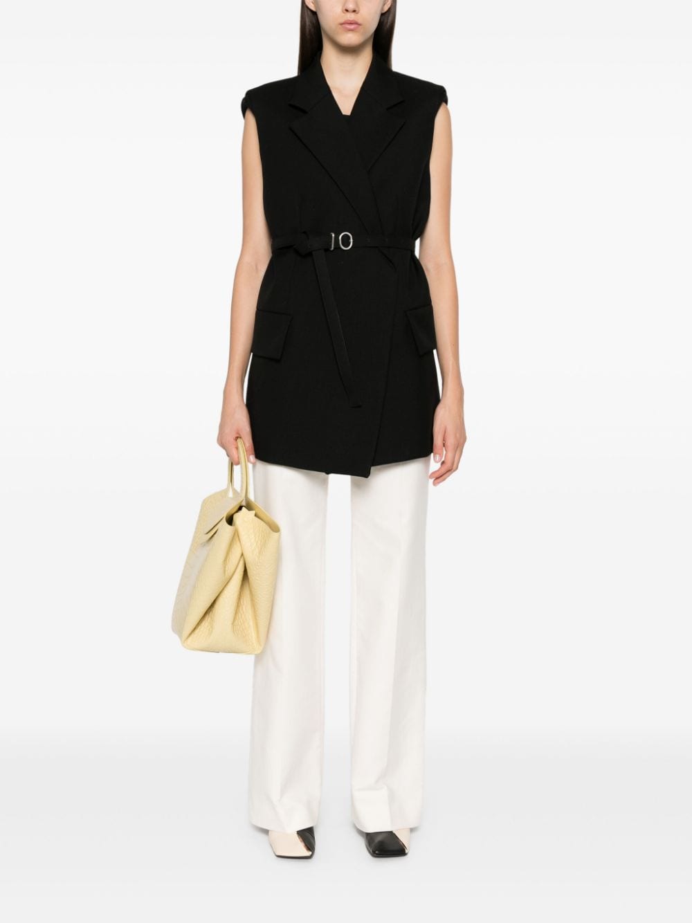 Jil Sander wool sleeveless coat - Zwart