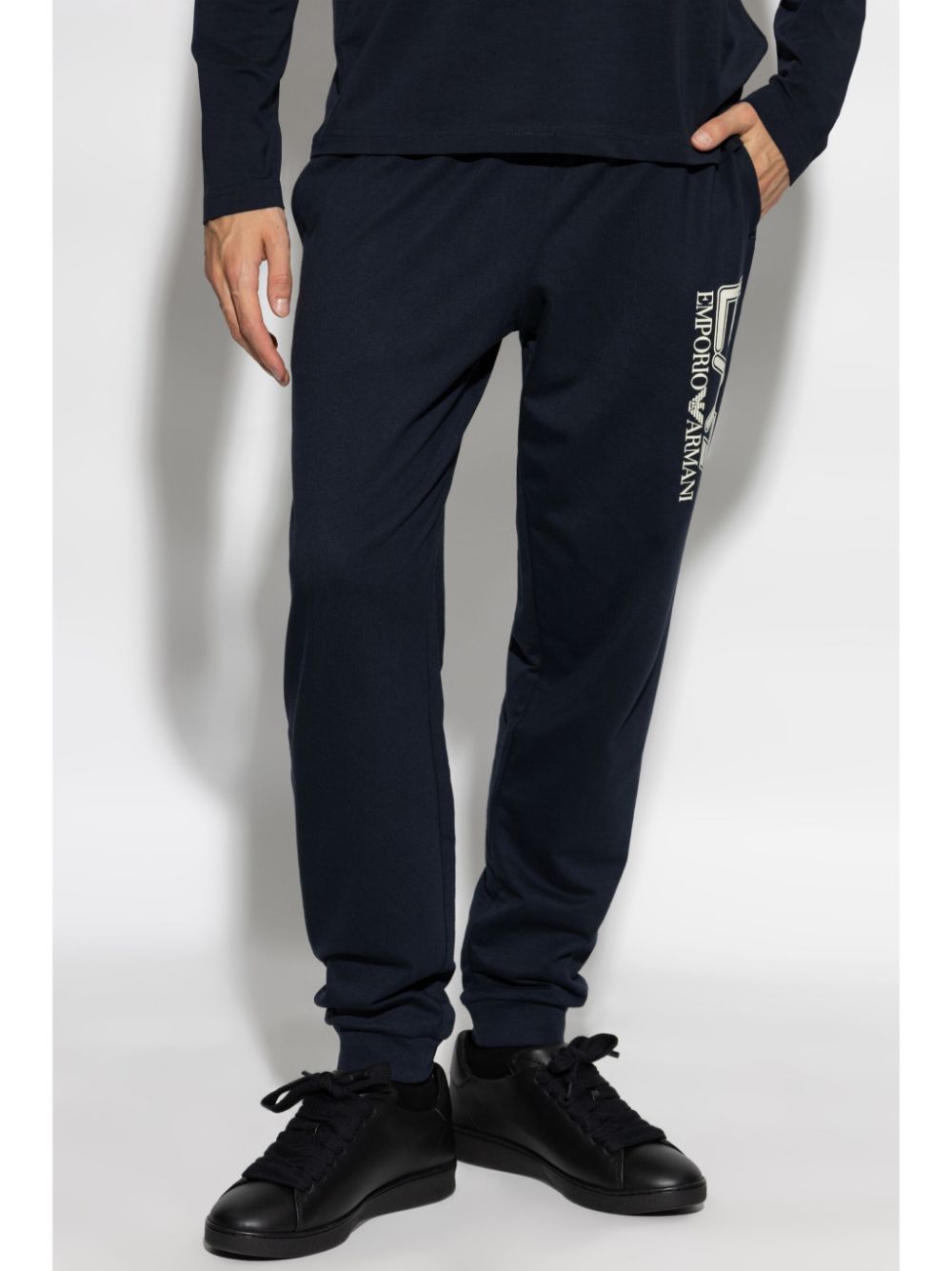 Shop Ea7 Logo-print Joggers In Blau