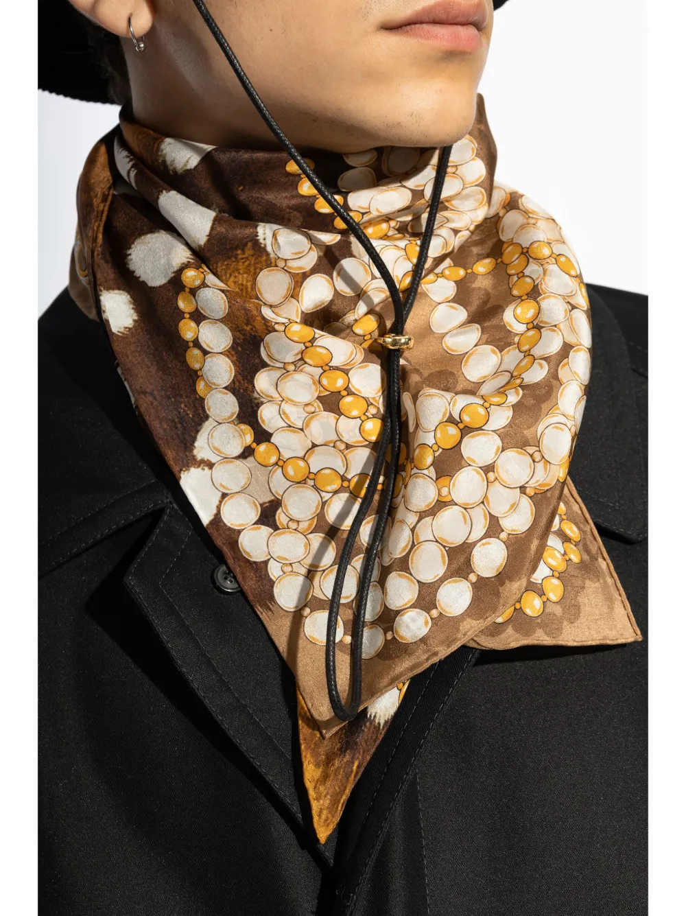 Moschino Sjaal met trompe l'oeil print Bruin