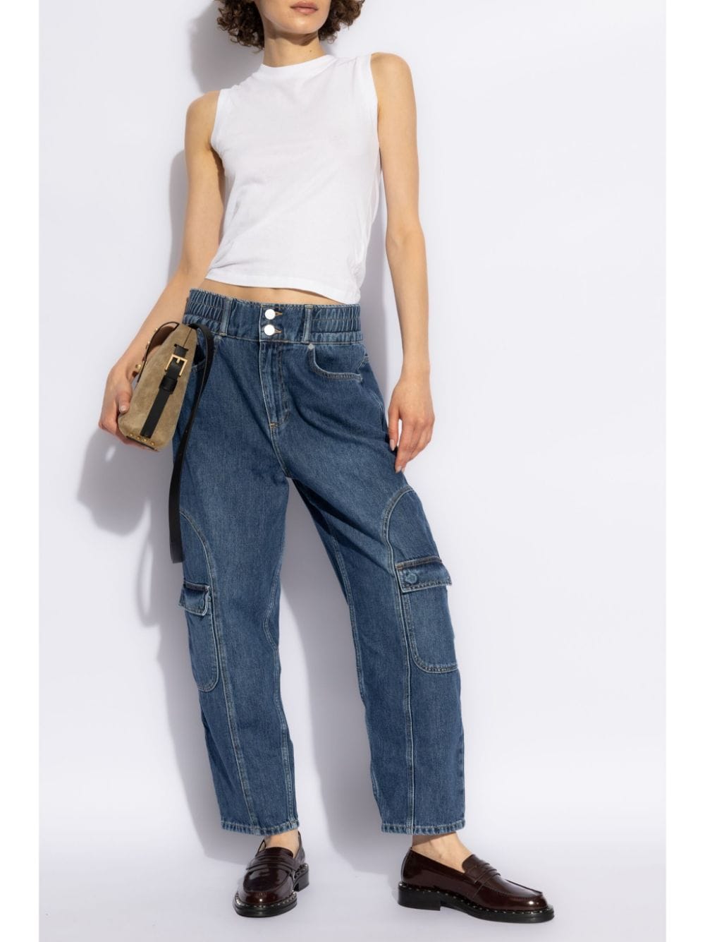 Shop Allsaints Hailey Cargo Jeans In Blue