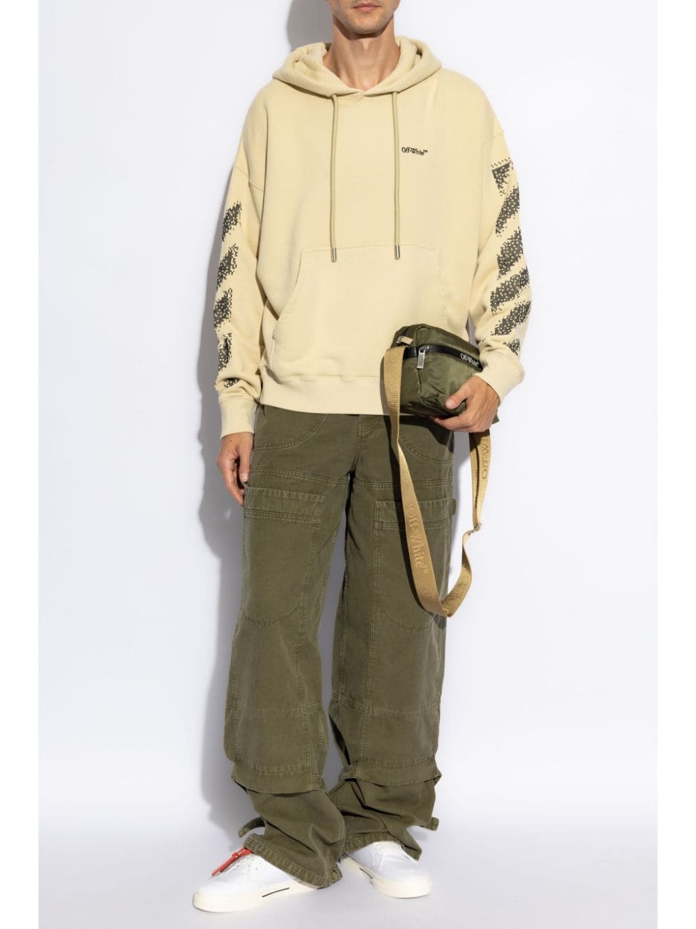 Off-White Katoenen hoodie met geborduurd logo - Geel