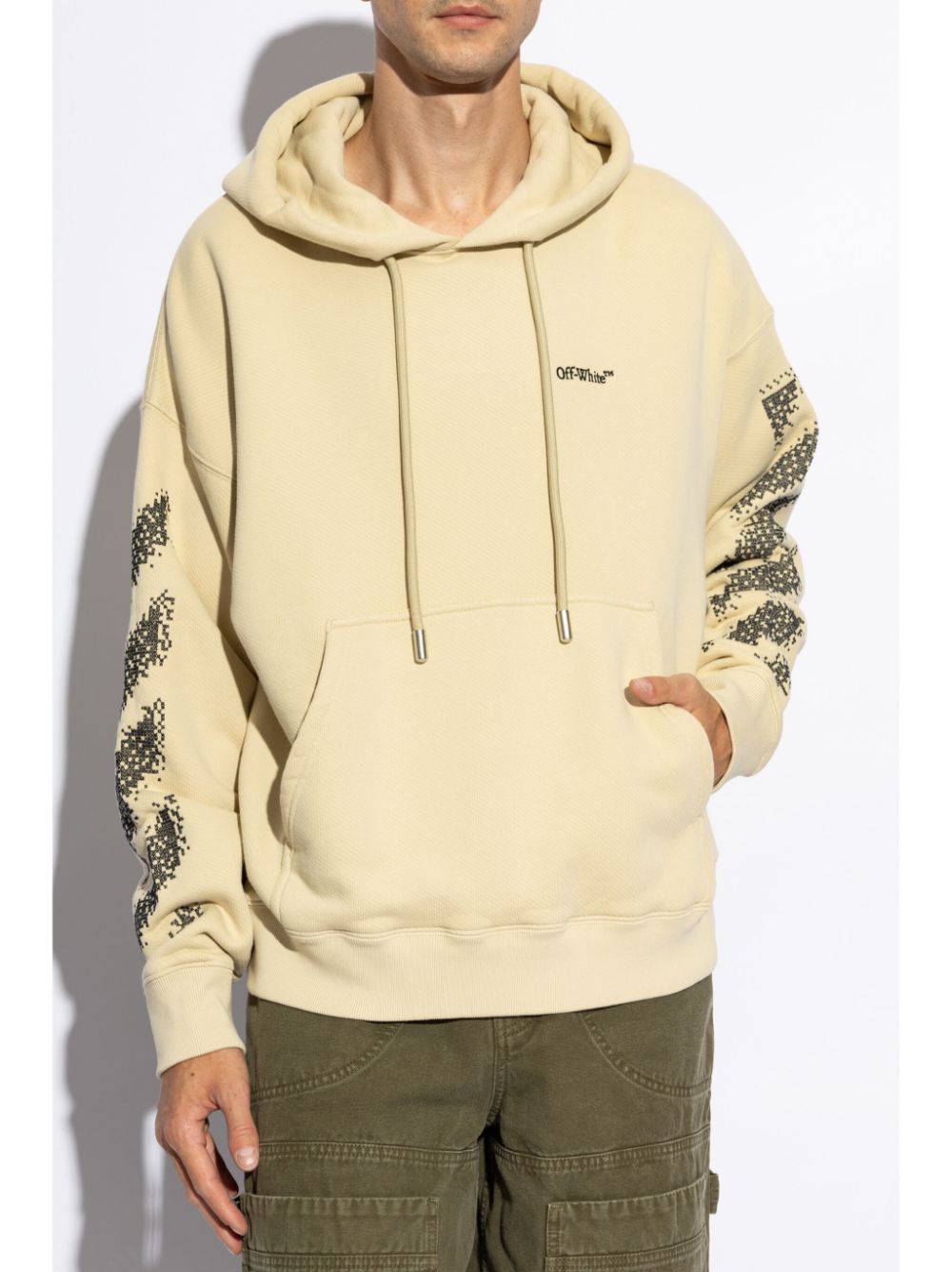 Off-White embroidered-logo cotton hoodie Men