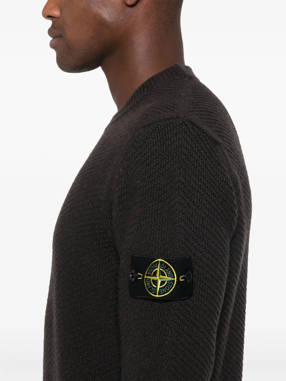 Shop Stone Island Compass-badge Wool Jumper In Brown