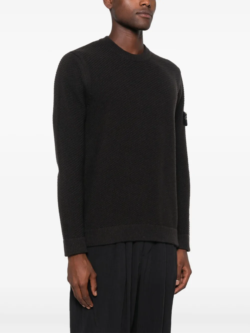 Shop Stone Island Compass-badge Wool Jumper In Brown