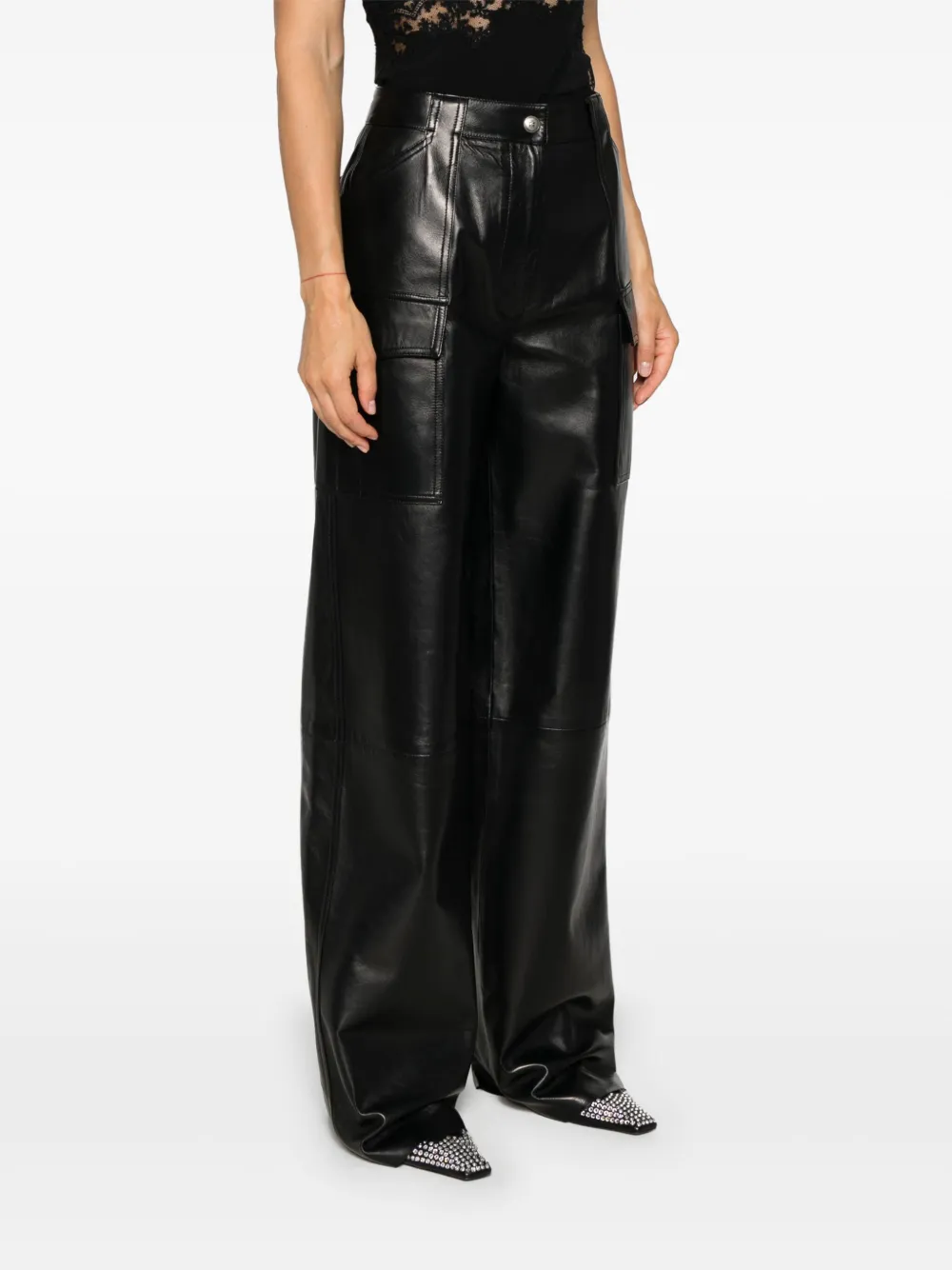 Ermanno Scervino Leren broek Zwart