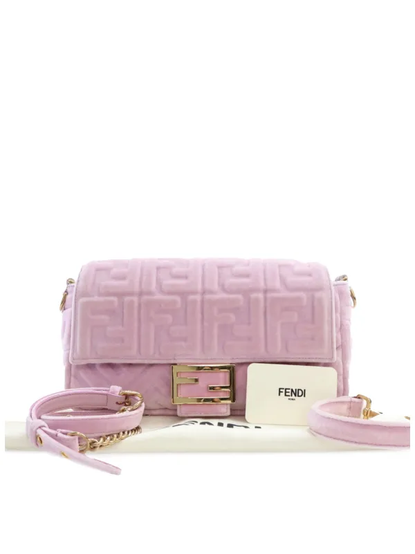 Fendi Pre Owned 2010 2023 Zucca Embossed Velvet Baguette Satchel Pink FARFETCH VN