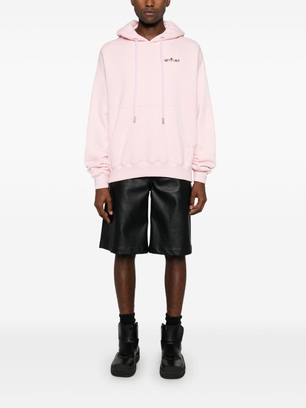 Shop Off-white Logo-print Hoodie In Pink