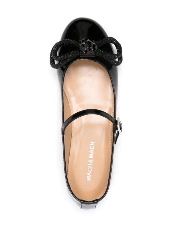 MACH & MACH 'Double Bow' ballet flats マッハアンドマッハ Double Bow - Women's Black Patent Leather Flats – MACH & MACH