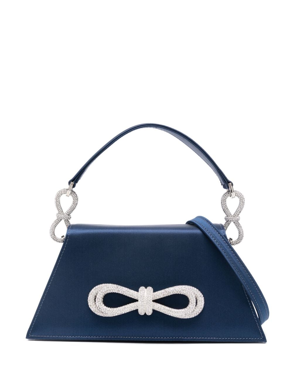 Shop Mach & Mach Double Bow Tote Bag In Blue