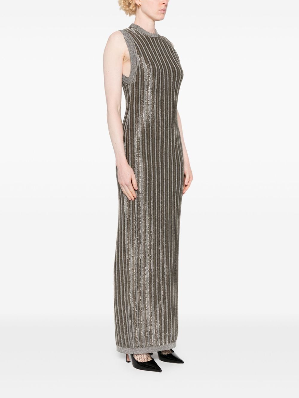 Shop Tom Ford Slinky Ribbed Maxi Dress In Green