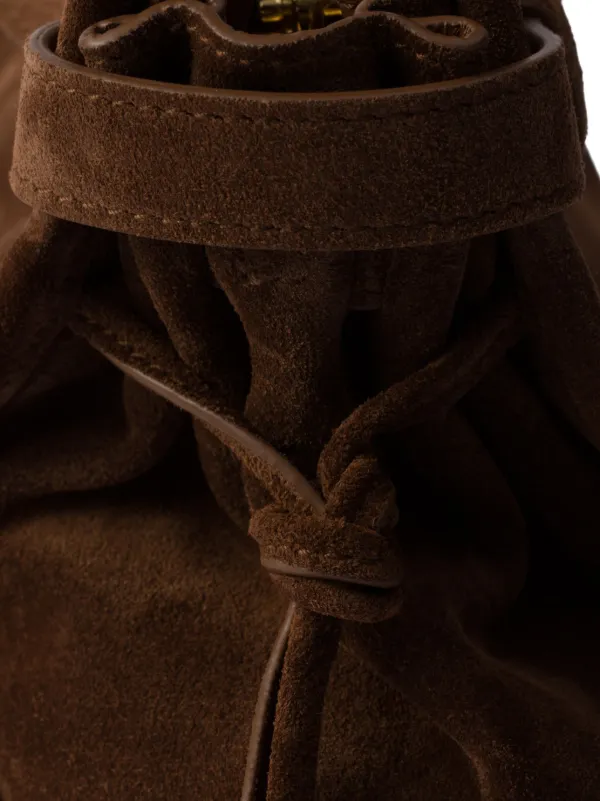 logo-embossed raffia bucket bag