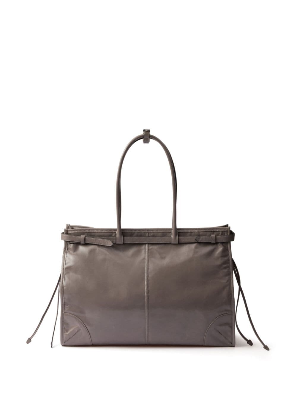 Shop Prada Large Leather Handbag In Grey