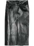 Laneus croc-embossed midi skirt - Black