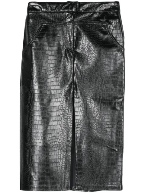 Laneus croc-embossed midi skirt