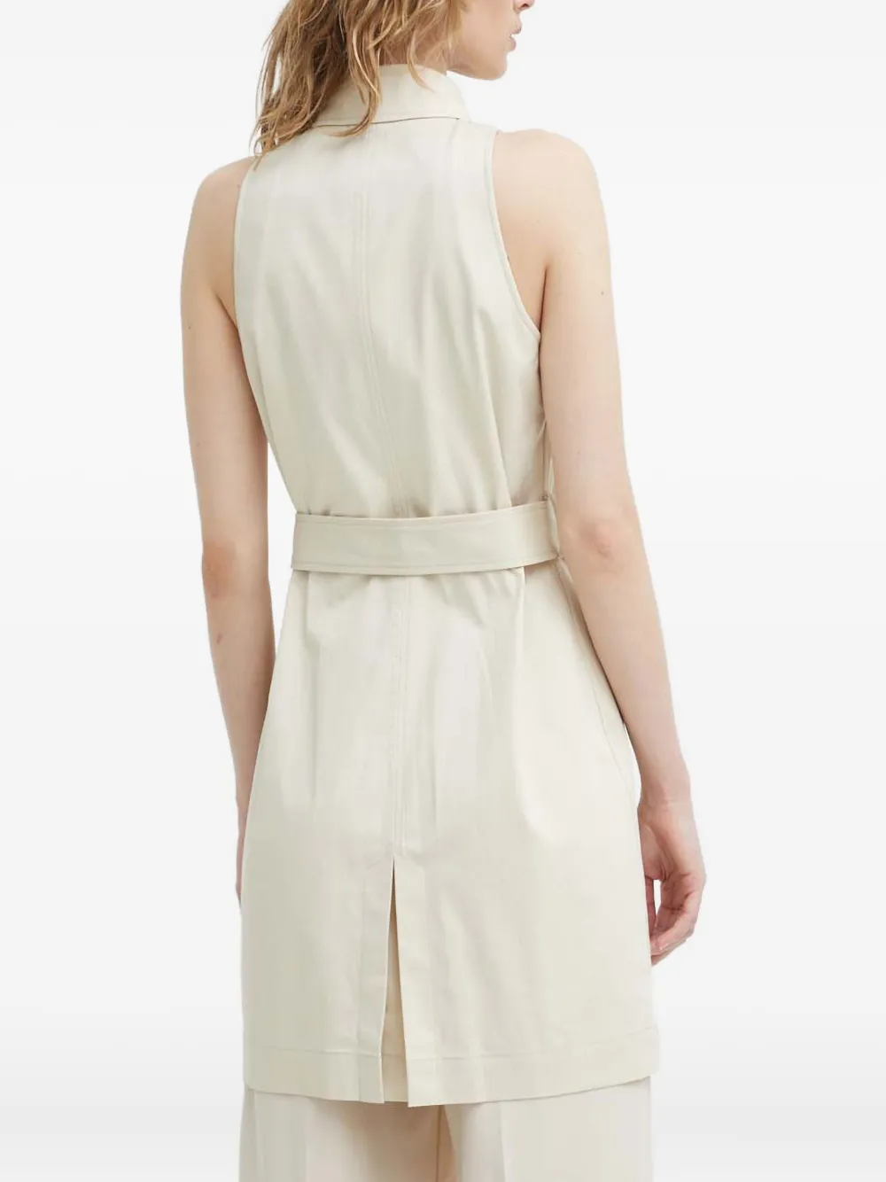 Theory Button-up Belted-detail Jacket In Neutral