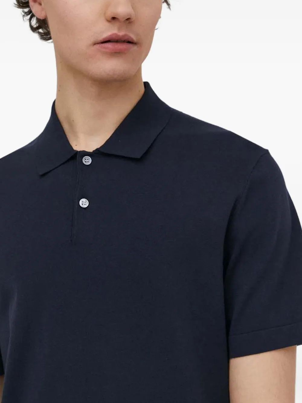 Theory Button-up poloshirt Blauw