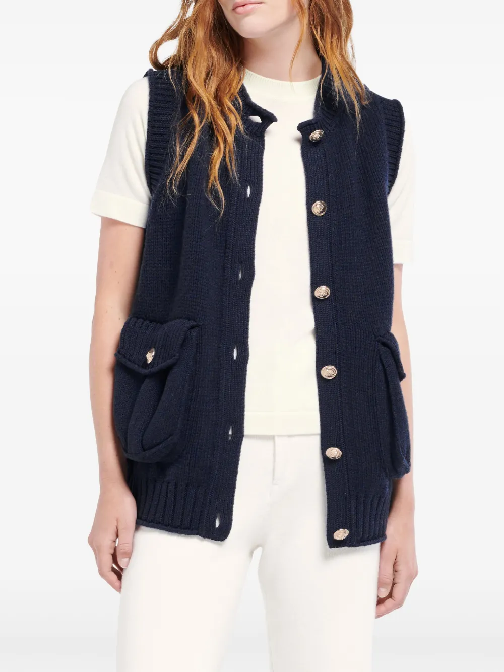 Barrie Grofgebreide spencer Blauw