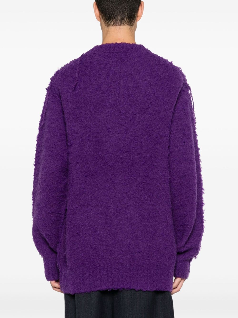 Shop Sacai Frayed Sweater In Purple