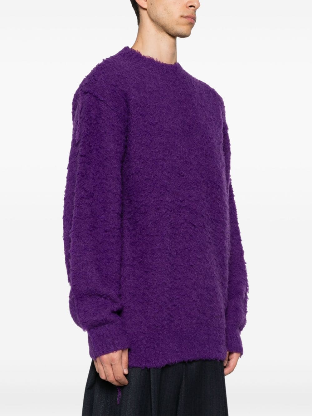 Shop Sacai Frayed Sweater In Purple