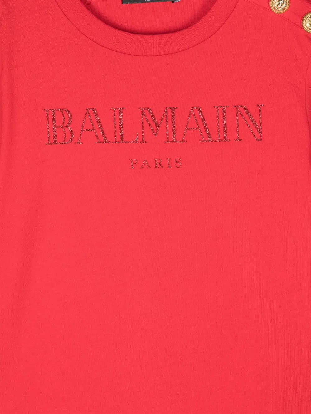 BALMAIN GLITTERED-LOGO T-SHIRT 