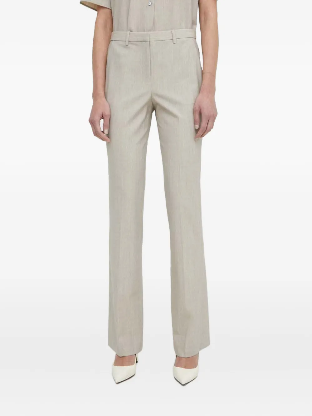 Theory Belted-loop Trousers In Gray
