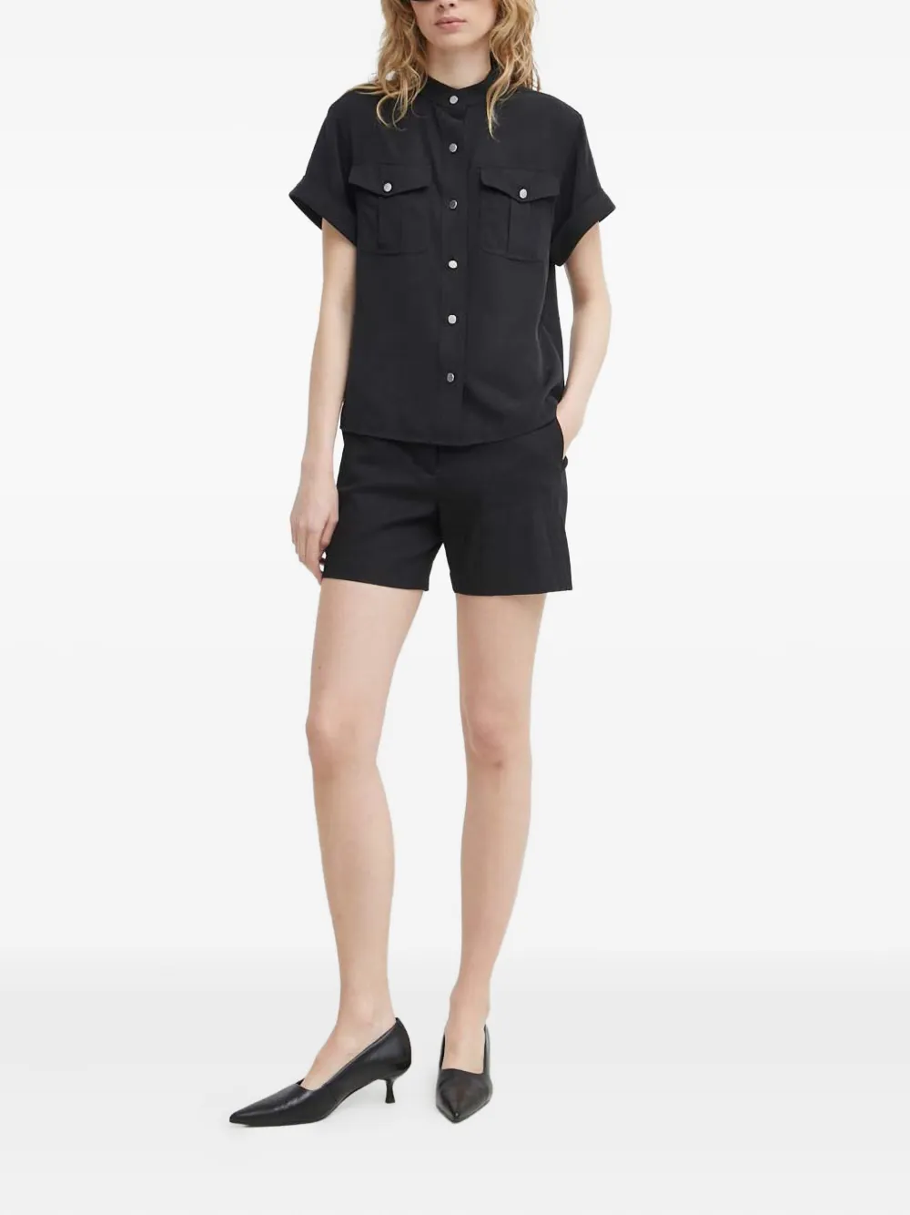 Theory button-up pocket-detail shirt - Zwart