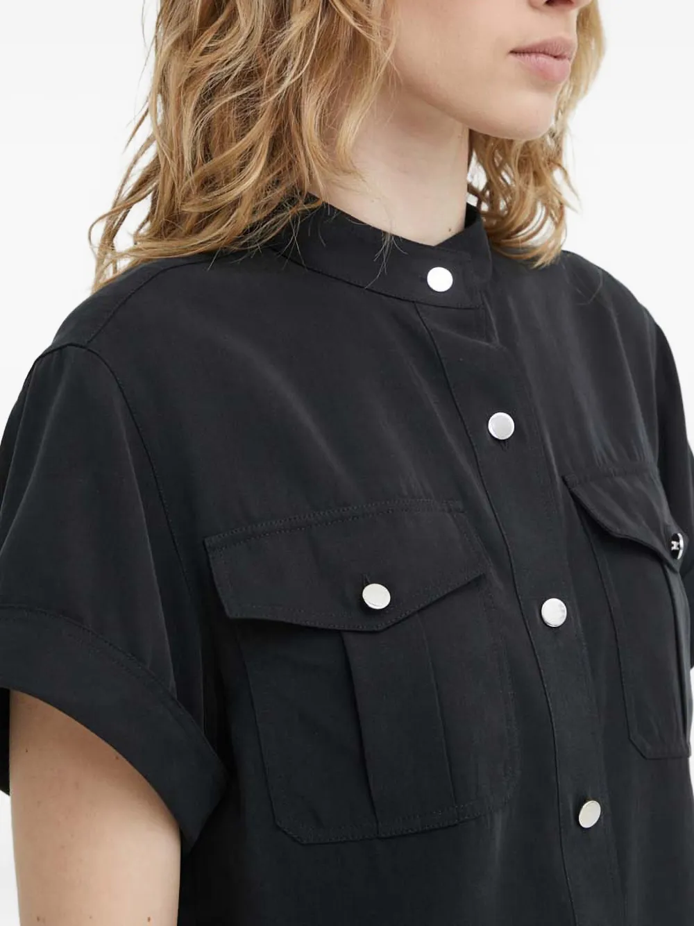 Theory Button-up blouse met zakdetail Zwart