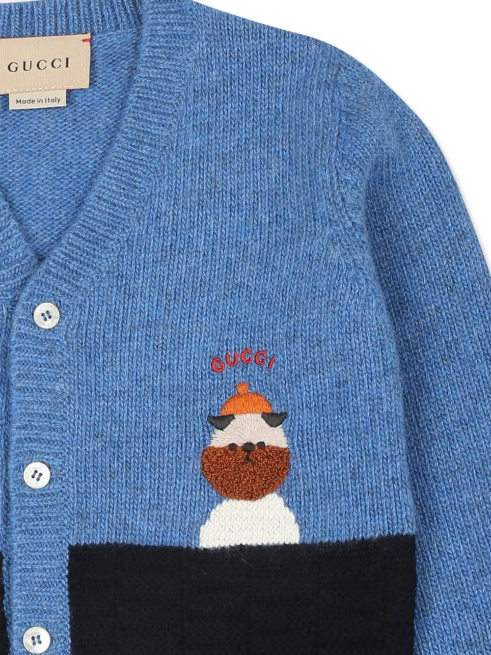 Gucci Kids Wollen vest met geborduurd logo Blauw