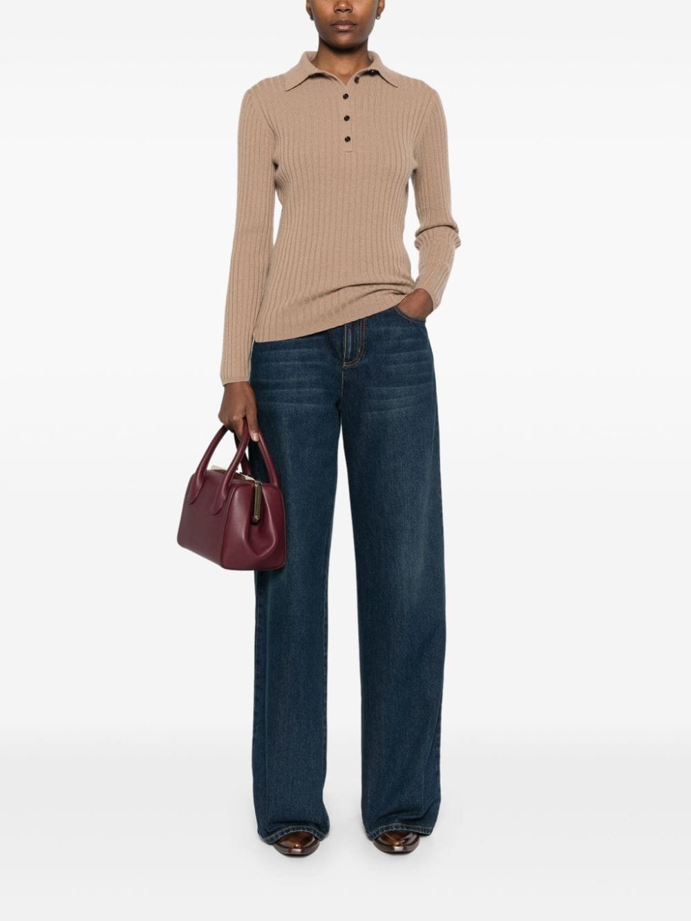 Allude cashmere polo top - Bruin