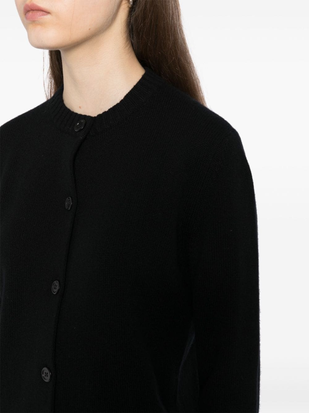 Shop Fabiana Filippi Ribbed-knit Cardigan In Black