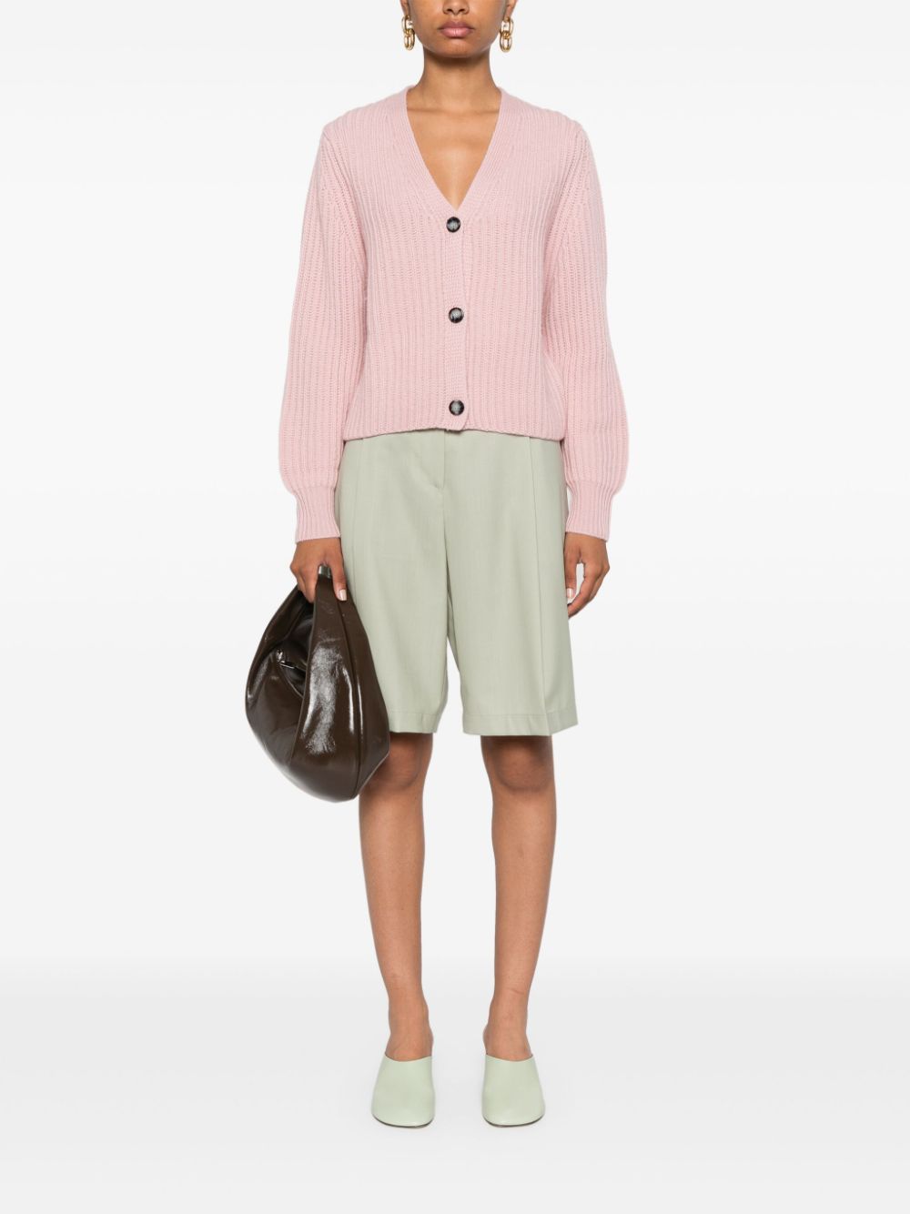 Allude ribbed-knit cardigan - Roze