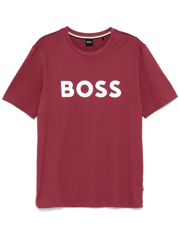BOSS logo print T shirt Red FARFETCH