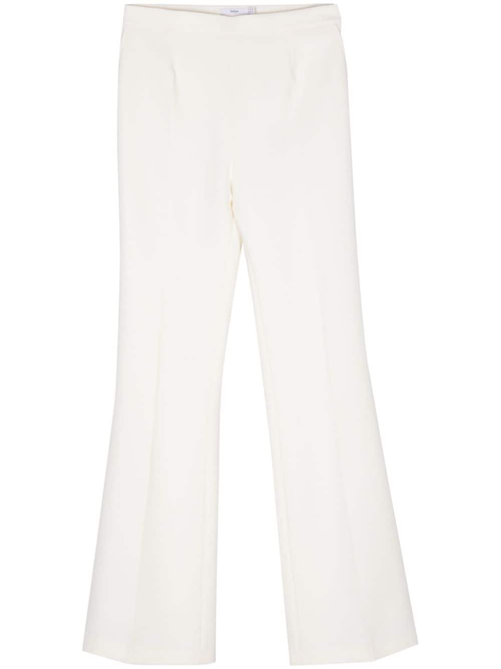 Shop Safiyaa Semi Flared Trousers In White