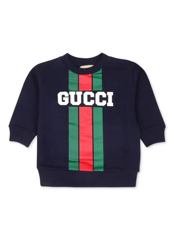 Gucci Kids Web Cotton Sweatshirt | Blue | FARFETCH UK