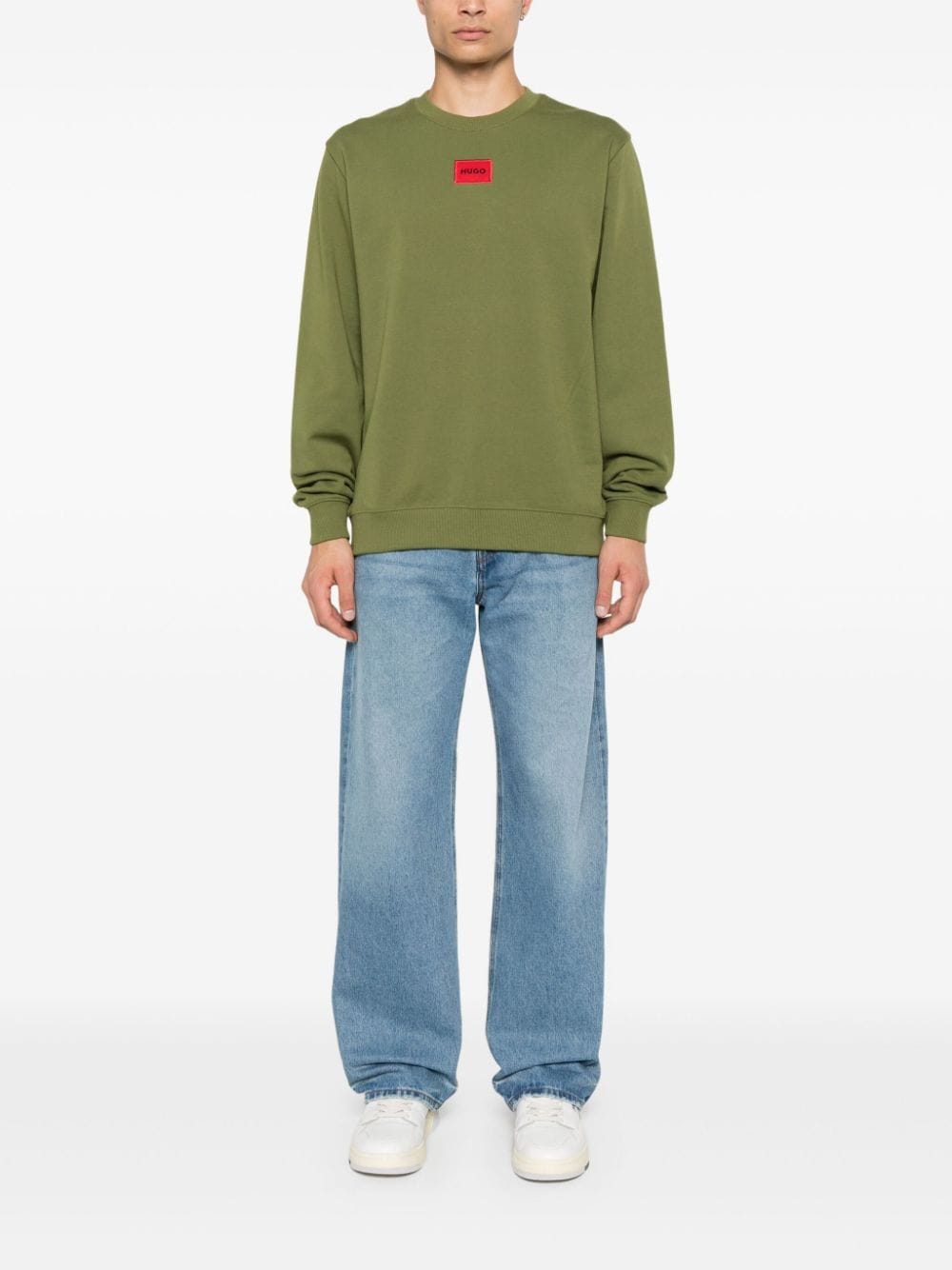 Shop Hugo Logo-patch Sweatshirt In Green