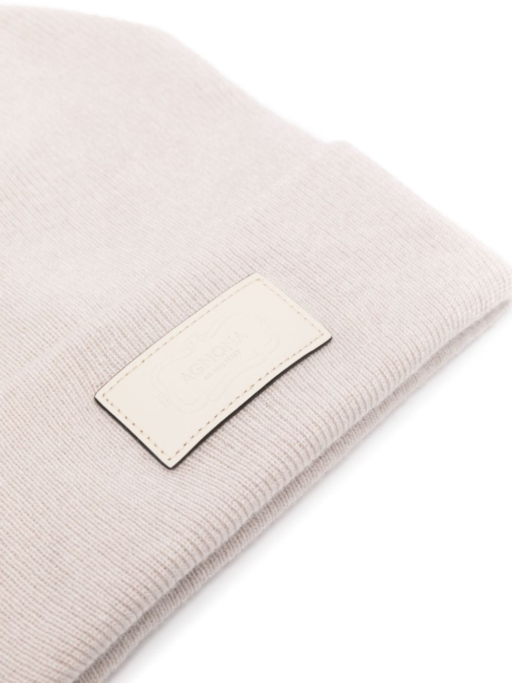 Agnona logo-patch beanie hat - Beige